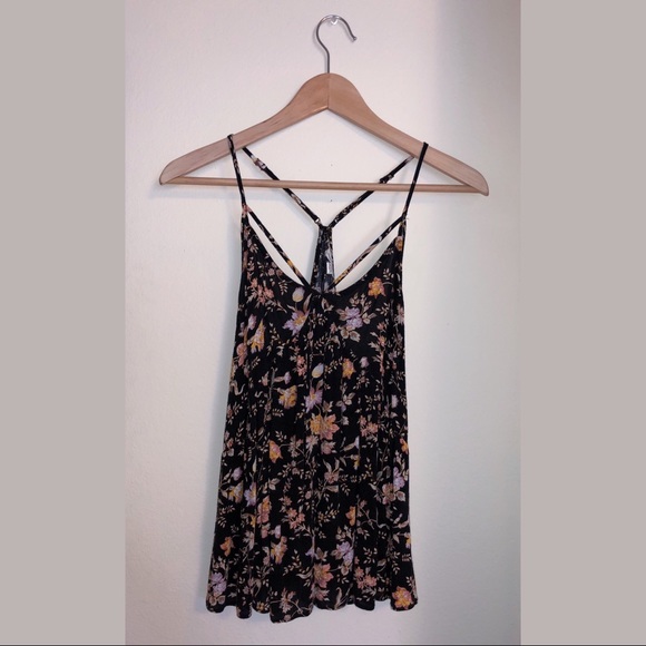 American Eagle Outfitters Tops - AE Black Floral Tank Top